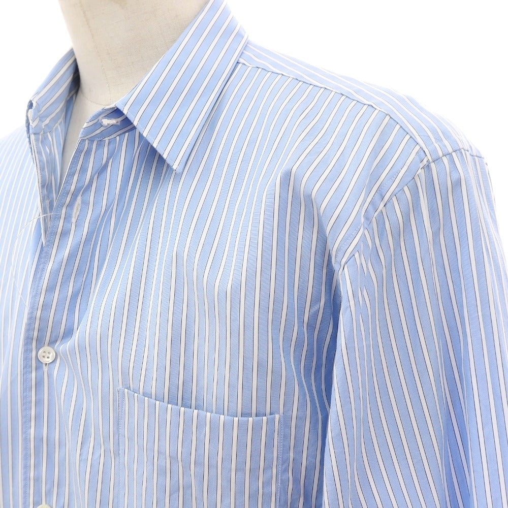 【中古】コムデギャルソンシャツ COMME des GARCONS SHIRT コットン ストライプ レギュラーカラー カジュアルシャツ ライトブルーxホワイト【 M 】【 状態ランクB 】【 メンズ 】 []