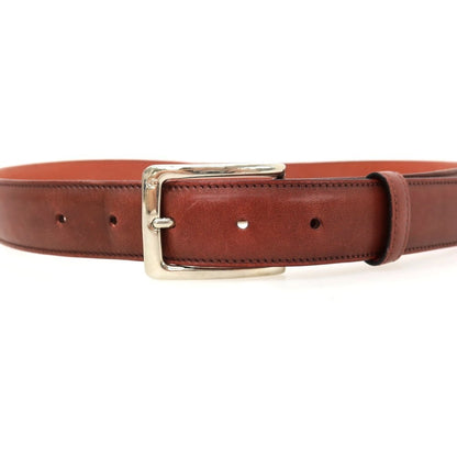 【中古】エドワードグリーン EDWARD GREEN レザー ベルト マルーンxシルバー【サイズ100】【 状態ランクC 】【 メンズ 】