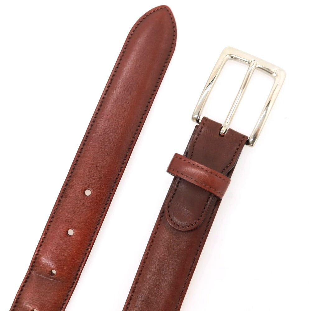 【中古】エドワードグリーン EDWARD GREEN レザー ベルト マルーンxシルバー【サイズ100】【 状態ランクC 】【 メンズ 】