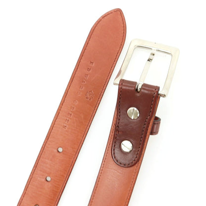 【中古】エドワードグリーン EDWARD GREEN レザー ベルト マルーンxシルバー【サイズ100】【 状態ランクC 】【 メンズ 】