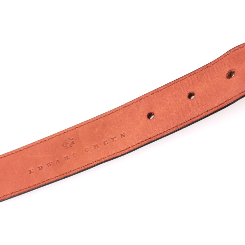 【中古】エドワードグリーン EDWARD GREEN レザー ベルト マルーンxシルバー【サイズ100】【 状態ランクC 】【 メンズ 】