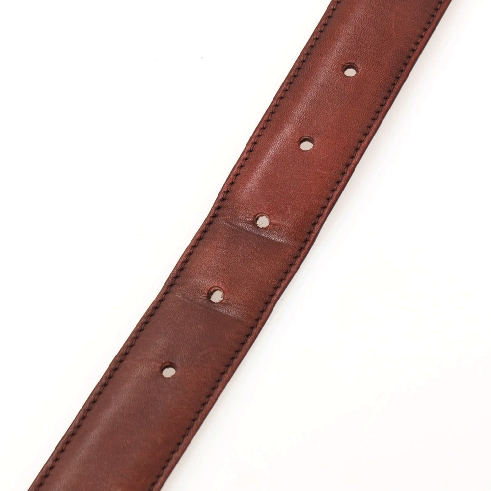 【中古】エドワードグリーン EDWARD GREEN レザー ベルト マルーンxシルバー【サイズ100】【 状態ランクC 】【 メンズ 】