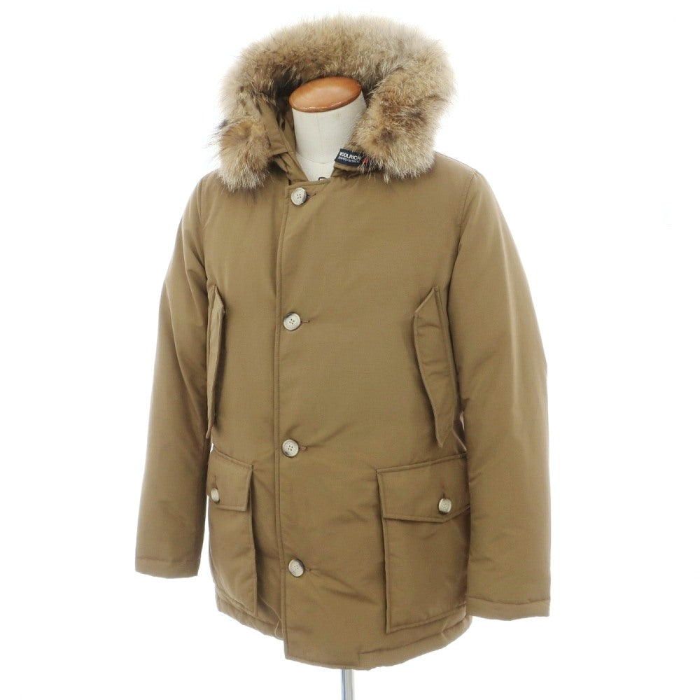 【中古】ウールリッチ WOOLRICH コットンナイロン フーデッド ダウンコート オーカーカーキ系【サイズM】【 状態ランクC 】【 メンズ 】