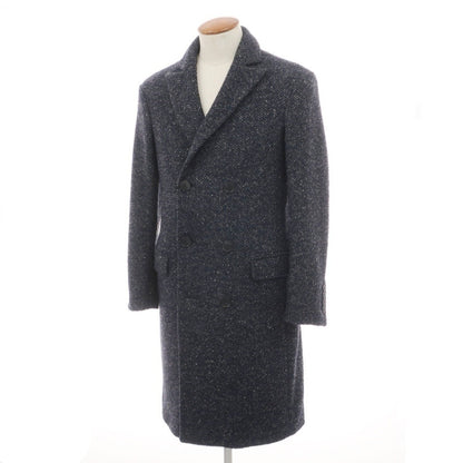 【中古】ミスターリックテイラー Mr.Rick Tailor ウールナイロンポリエステル ヘリンボーン ダブルブレストコート ネイビーxグレー【サイズ46】【 状態ランクA 】【 メンズ 】
