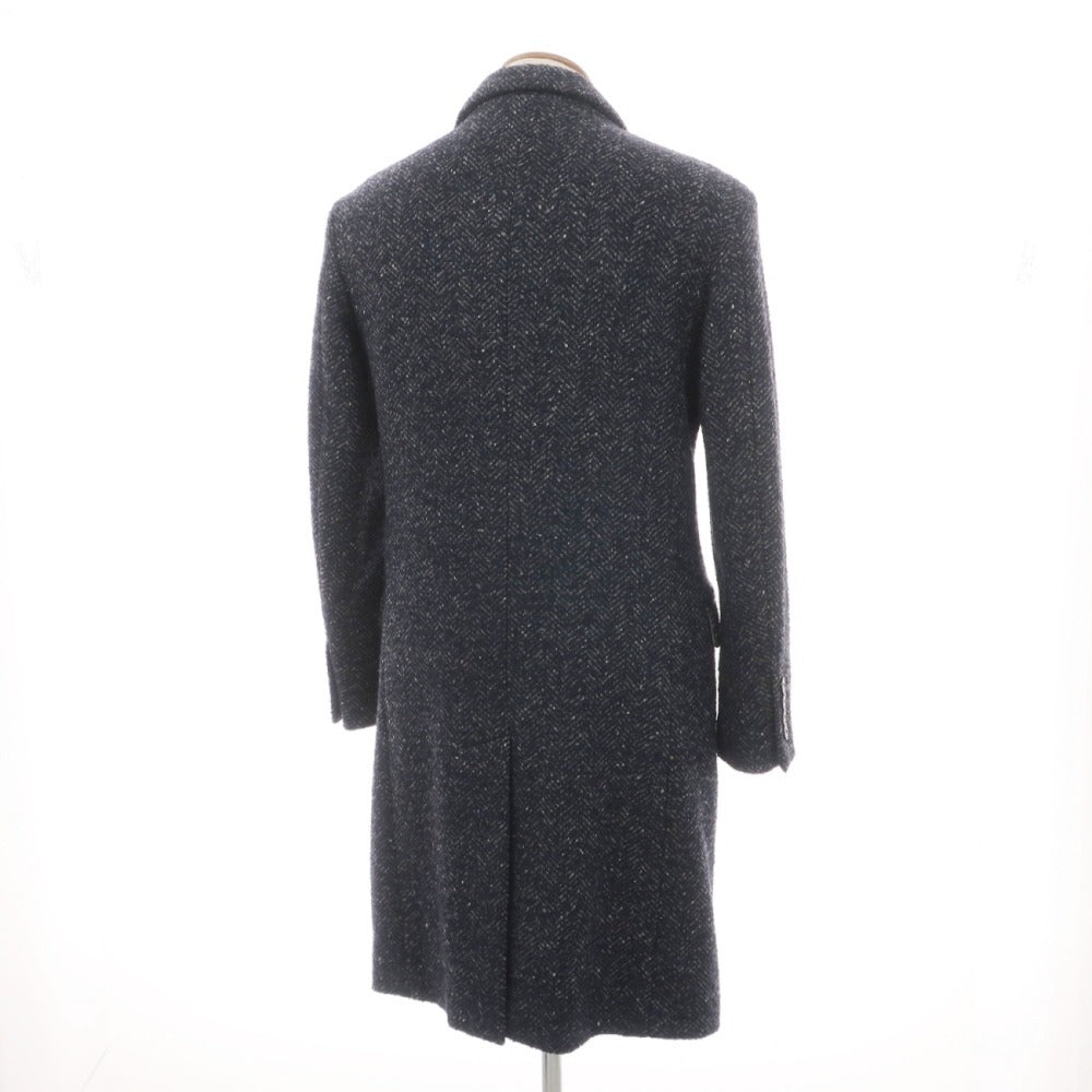 【中古】ミスターリックテイラー Mr.Rick Tailor ウールナイロンポリエステル ヘリンボーン ダブルブレストコート ネイビーxグレー【サイズ46】【 状態ランクA 】【 メンズ 】