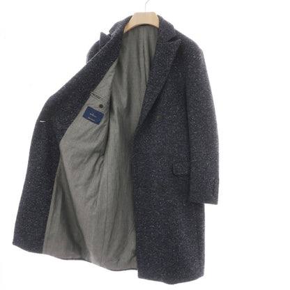 【中古】ミスターリックテイラー Mr.Rick Tailor ウールナイロンポリエステル ヘリンボーン ダブルブレストコート ネイビーxグレー【サイズ46】【 状態ランクA 】【 メンズ 】