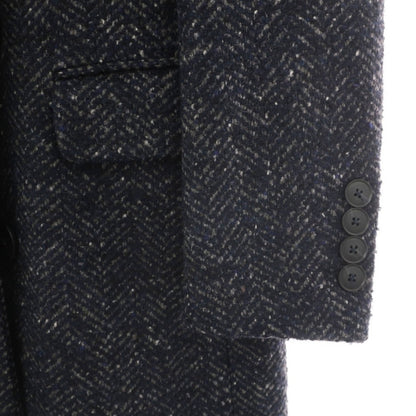 【中古】ミスターリックテイラー Mr.Rick Tailor ウールナイロンポリエステル ヘリンボーン ダブルブレストコート ネイビーxグレー【サイズ46】【 状態ランクA 】【 メンズ 】