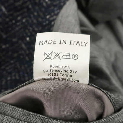 【中古】ミスターリックテイラー Mr.Rick Tailor ウールナイロンポリエステル ヘリンボーン ダブルブレストコート ネイビーxグレー【サイズ46】【 状態ランクA 】【 メンズ 】