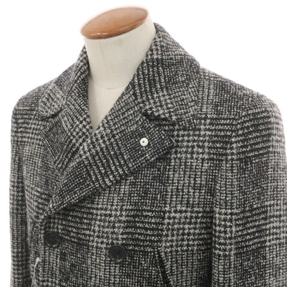 【中古】エルビーエム1911 L.B.M.1911 ウールナイロンレーヨンモヘヤ グレンチェック ダブルブレストコート ブラックxホワイト【サイズ46】【 状態ランクB 】【 メンズ 】
