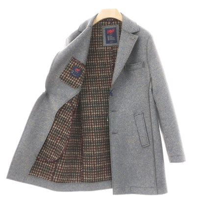 【中古】【未使用】ボブ BOB ストレッチ ポリエステルアクリルウール ボンディング チェスターフィールドコート ブルーxベージュ【サイズ48】【 状態ランクS 】【 メンズ 】