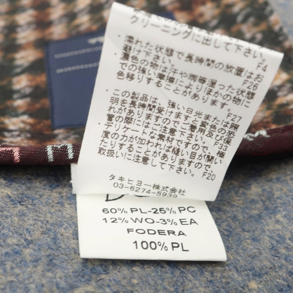 【中古】【未使用】ボブ BOB ストレッチ ポリエステルアクリルウール ボンディング チェスターフィールドコート ブルーxベージュ【サイズ48】【 状態ランクS 】【 メンズ 】