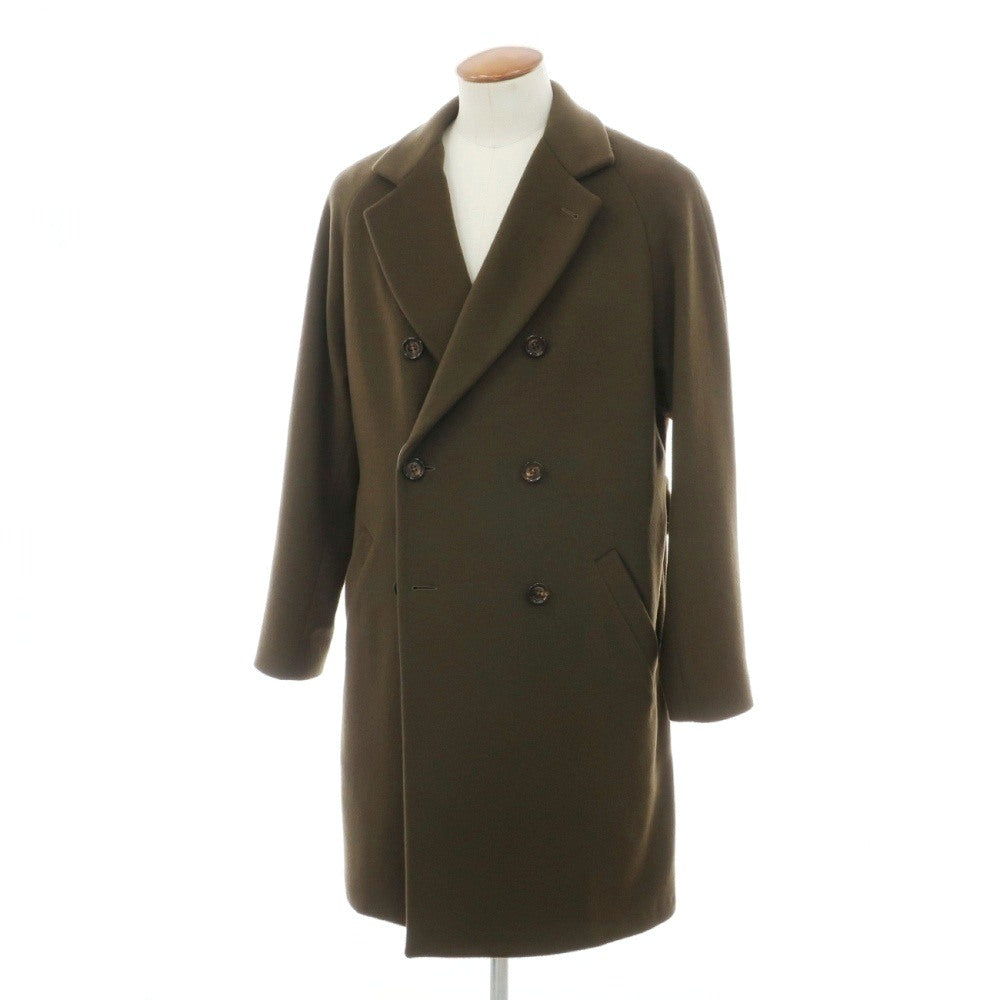 【中古】イレブンティ eleventy ウールナイロンカシミヤ ダブルブレストコート ダークオリーブ【サイズ48】【 状態ランクB 】【 メンズ 】