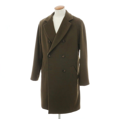 【中古】イレブンティ eleventy ウールナイロンカシミヤ ダブルブレストコート ダークオリーブ【サイズ48】【 状態ランクB 】【 メンズ 】