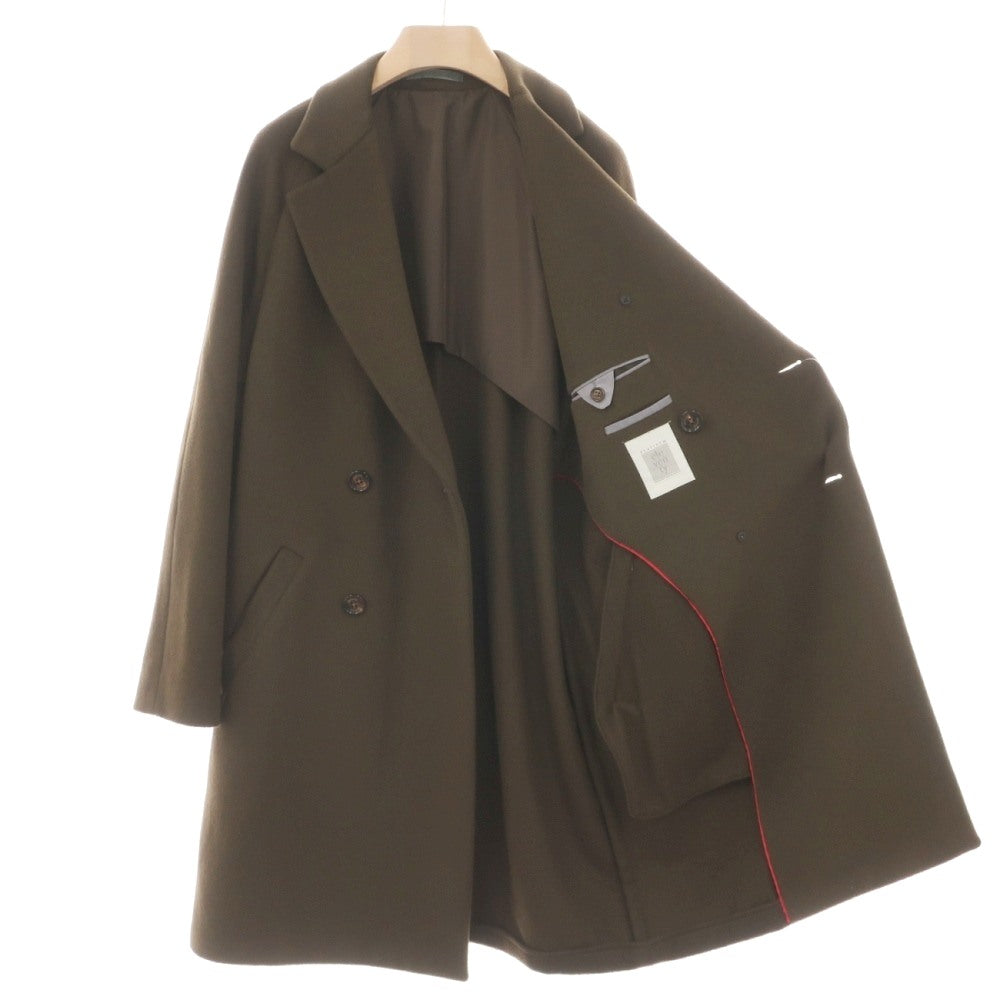 【中古】イレブンティ eleventy ウールナイロンカシミヤ ダブルブレストコート ダークオリーブ【サイズ48】【 状態ランクB 】【 メンズ 】