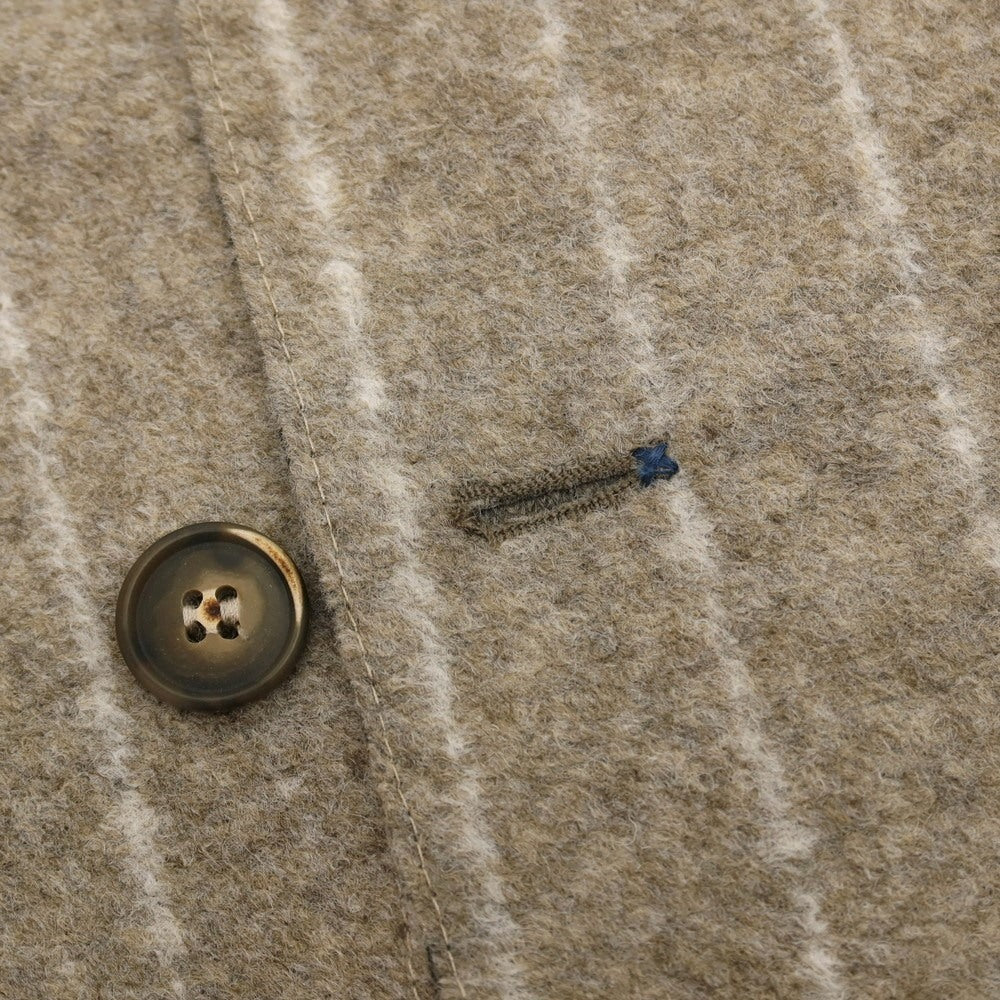 【中古】ボブ BOB アクリルウールポリエステル ジャージー ストライプ 2B カジュアルジャケット ベージュxホワイト【サイズ48】【 状態ランクB 】【 メンズ 】
