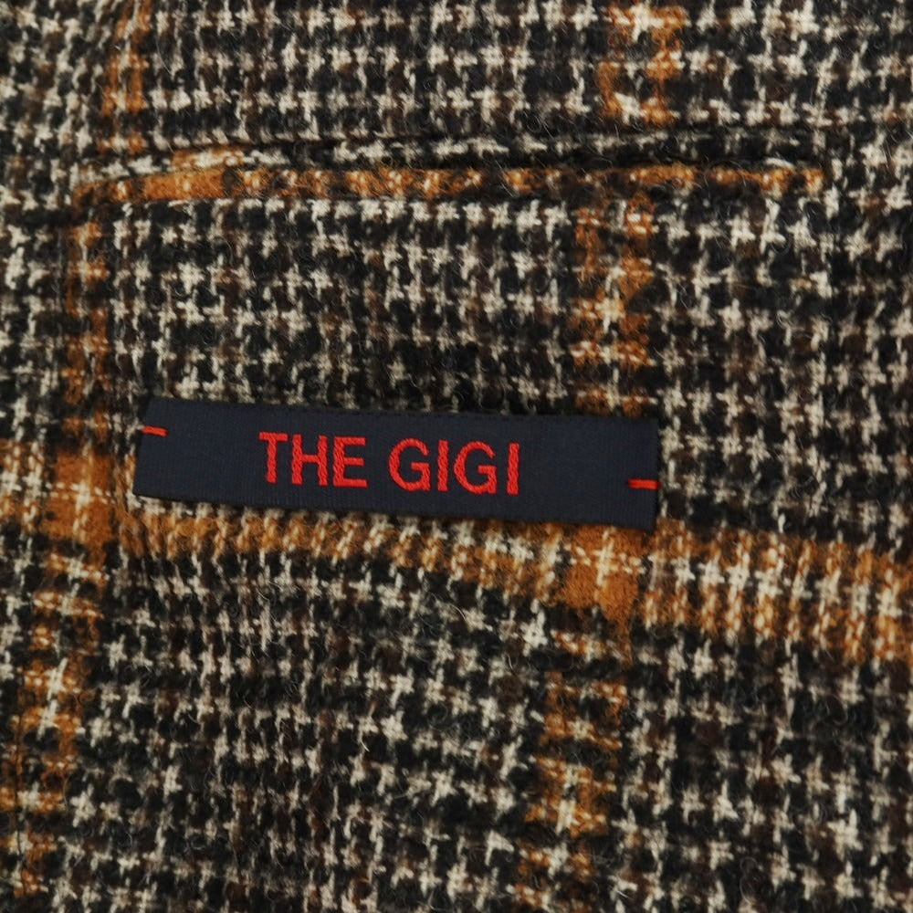 【中古】ザ ジジ THE GIGI ウールナイロンアルパカモヘヤ チェック 3B テーラードジャケット ブラックxキャメル【サイズ48】【 状態ランクB 】【 メンズ 】