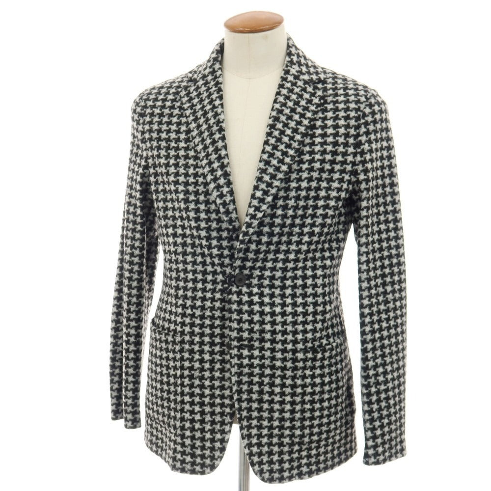 【中古】【未使用】ティージャケット T-JACKET ウール混 ジャージー ハウンドトゥース 手裏剣千鳥 2B カジュアルジャケット ブラックxホワイト【サイズM】【 状態ランクS 】【 メンズ 】