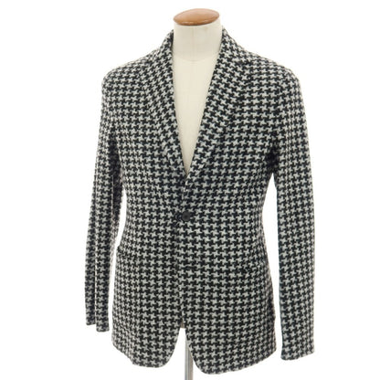 【中古】【未使用】ティージャケット T-JACKET ウール混 ジャージー ハウンドトゥース 手裏剣千鳥 2B カジュアルジャケット ブラックxホワイト【サイズM】【 状態ランクS 】【 メンズ 】