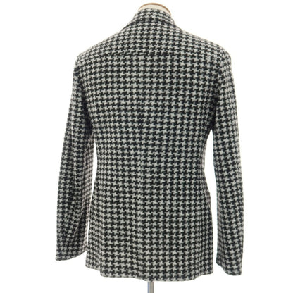 【中古】【未使用】ティージャケット T-JACKET ウール混 ジャージー ハウンドトゥース 手裏剣千鳥 2B カジュアルジャケット ブラックxホワイト【サイズM】【 状態ランクS 】【 メンズ 】