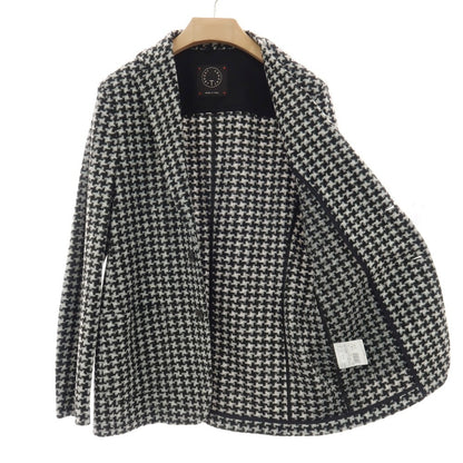 【中古】【未使用】ティージャケット T-JACKET ウール混 ジャージー ハウンドトゥース 手裏剣千鳥 2B カジュアルジャケット ブラックxホワイト【サイズM】【 状態ランクS 】【 メンズ 】