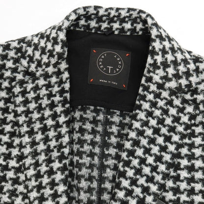 【中古】【未使用】ティージャケット T-JACKET ウール混 ジャージー ハウンドトゥース 手裏剣千鳥 2B カジュアルジャケット ブラックxホワイト【サイズM】【 状態ランクS 】【 メンズ 】