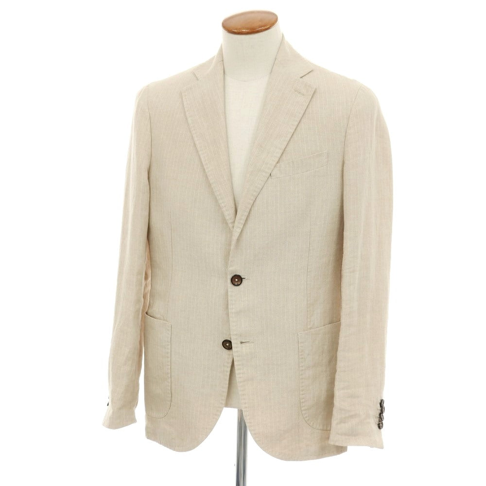 【中古】ラボラトリ イタリアーニ LABORATORI ITALIANI リネン ストライプ 2B カジュアルジャケット ベージュ【サイズ48】【 状態ランクC 】【 メンズ 】