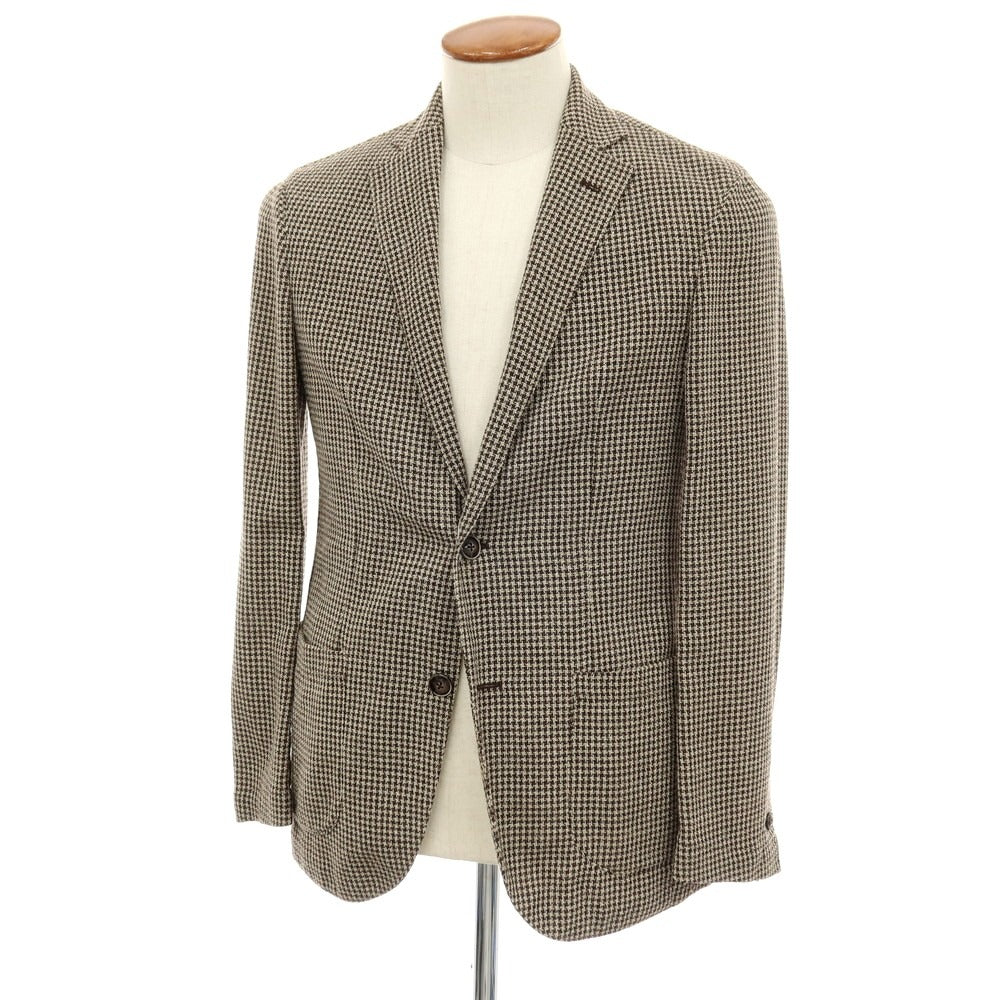【中古】バルバ BARBA CAMICIA ウールシルクナイロンリネン チェック 2B カジュアルジャケット ブラウン【サイズ46】【 状態ランクB 】【 メンズ 】