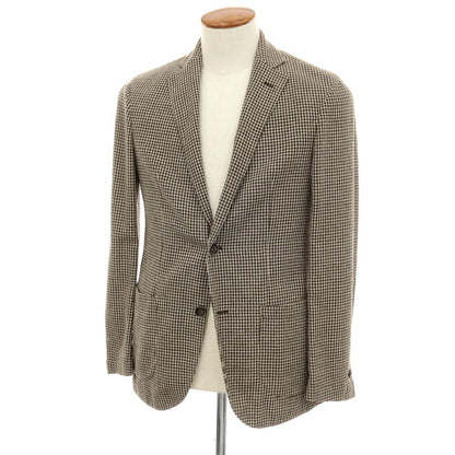【中古】バルバ BARBA CAMICIA ウールシルクナイロンリネン チェック 2B カジュアルジャケット ブラウン【サイズ46】【 状態ランクB 】【 メンズ 】