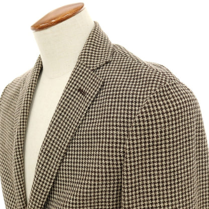 【中古】バルバ BARBA CAMICIA ウールシルクナイロンリネン チェック 2B カジュアルジャケット ブラウン【サイズ46】【 状態ランクB 】【 メンズ 】