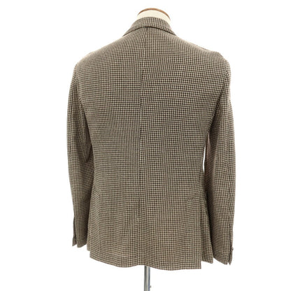 【中古】バルバ BARBA CAMICIA ウールシルクナイロンリネン チェック 2B カジュアルジャケット ブラウン【サイズ46】【 状態ランクB 】【 メンズ 】