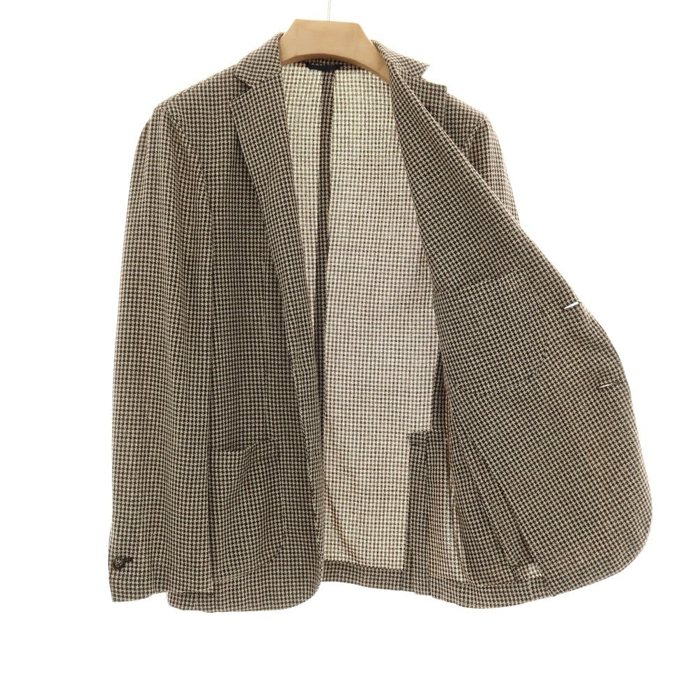【中古】バルバ BARBA CAMICIA ウールシルクナイロンリネン チェック 2B カジュアルジャケット ブラウン【サイズ46】【 状態ランクB 】【 メンズ 】