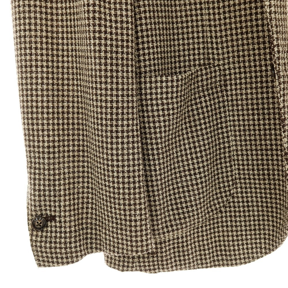 【中古】バルバ BARBA CAMICIA ウールシルクナイロンリネン チェック 2B カジュアルジャケット ブラウン【 サイズ46 】【 状態ランクB 】【 メンズ 】 [APD]