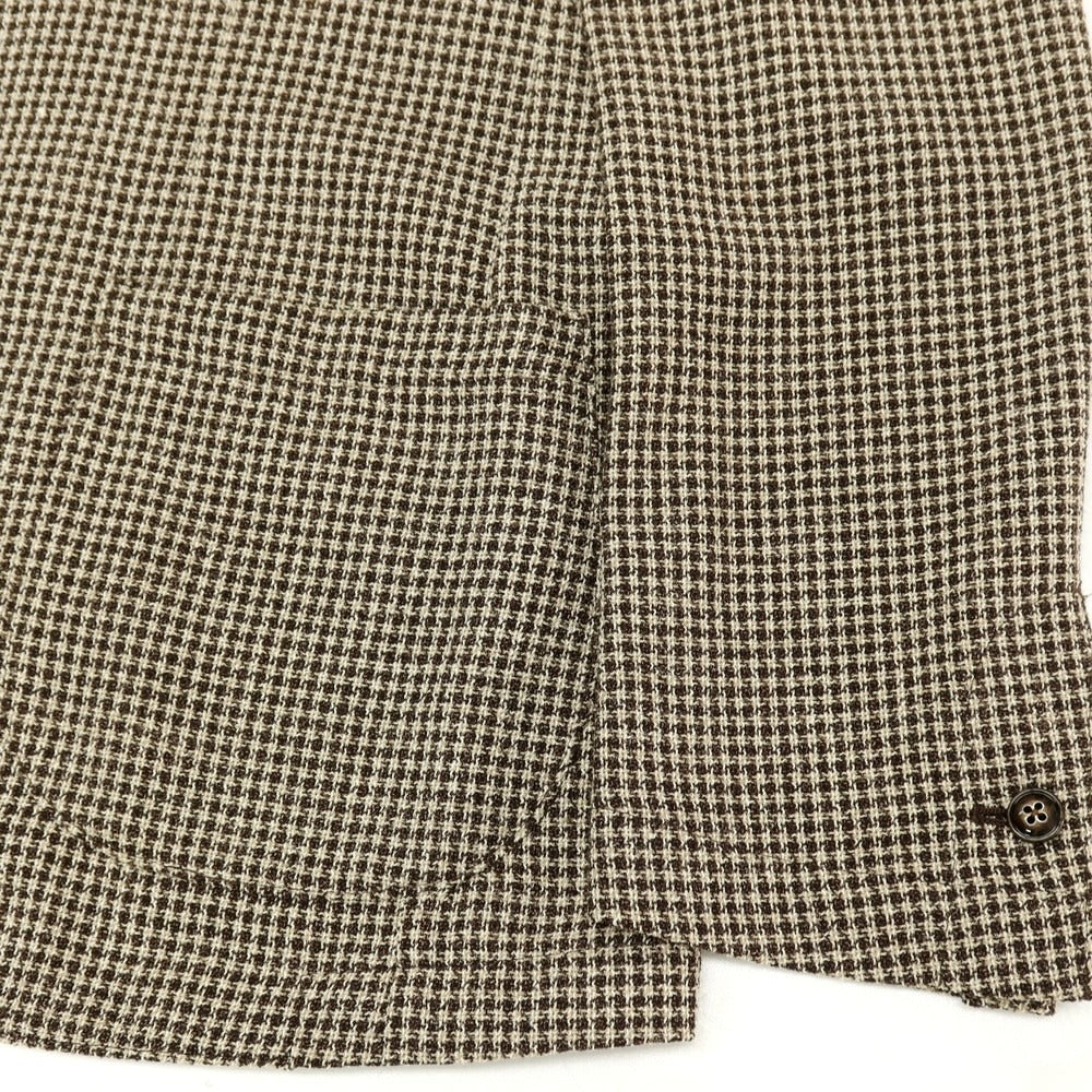 【中古】バルバ BARBA CAMICIA ウールシルクナイロンリネン チェック 2B カジュアルジャケット ブラウン【 サイズ46 】【 状態ランクB 】【 メンズ 】 [APD]
