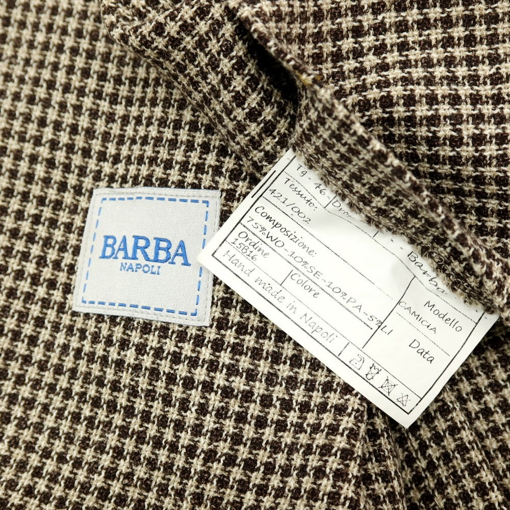【中古】バルバ BARBA CAMICIA ウールシルクナイロンリネン チェック 2B カジュアルジャケット ブラウン【 サイズ46 】【 状態ランクB 】【 メンズ 】 [APD]