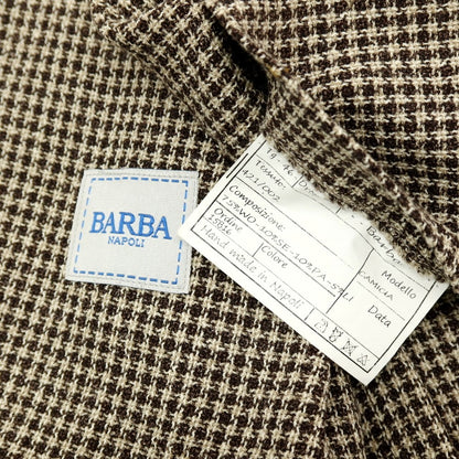【中古】バルバ BARBA CAMICIA ウールシルクナイロンリネン チェック 2B カジュアルジャケット ブラウン【サイズ46】【 状態ランクB 】【 メンズ 】