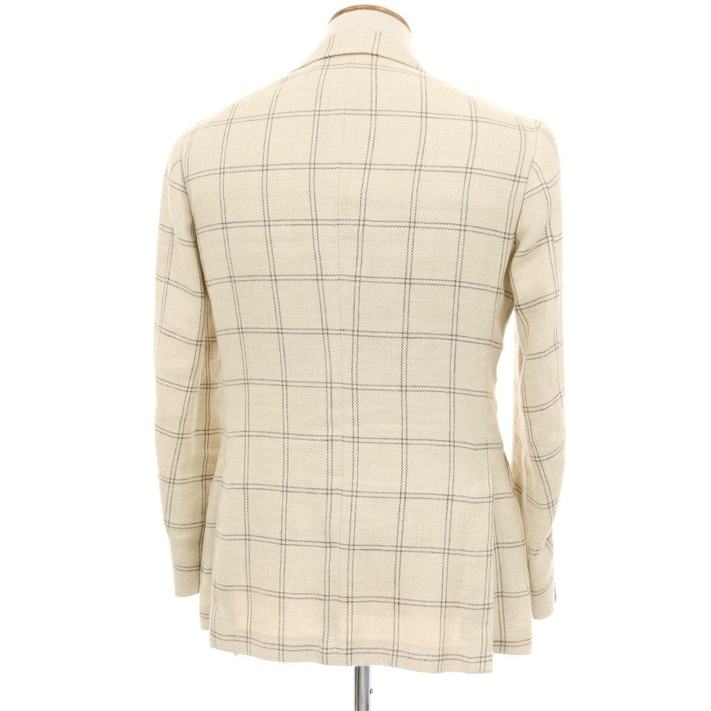 【中古】ブリッラ ペル イル グスト Brilla per il gusto リネンウール チェック 2B テーラードジャケット ベージュ【サイズ46】【 状態ランクB 】【 メンズ 】