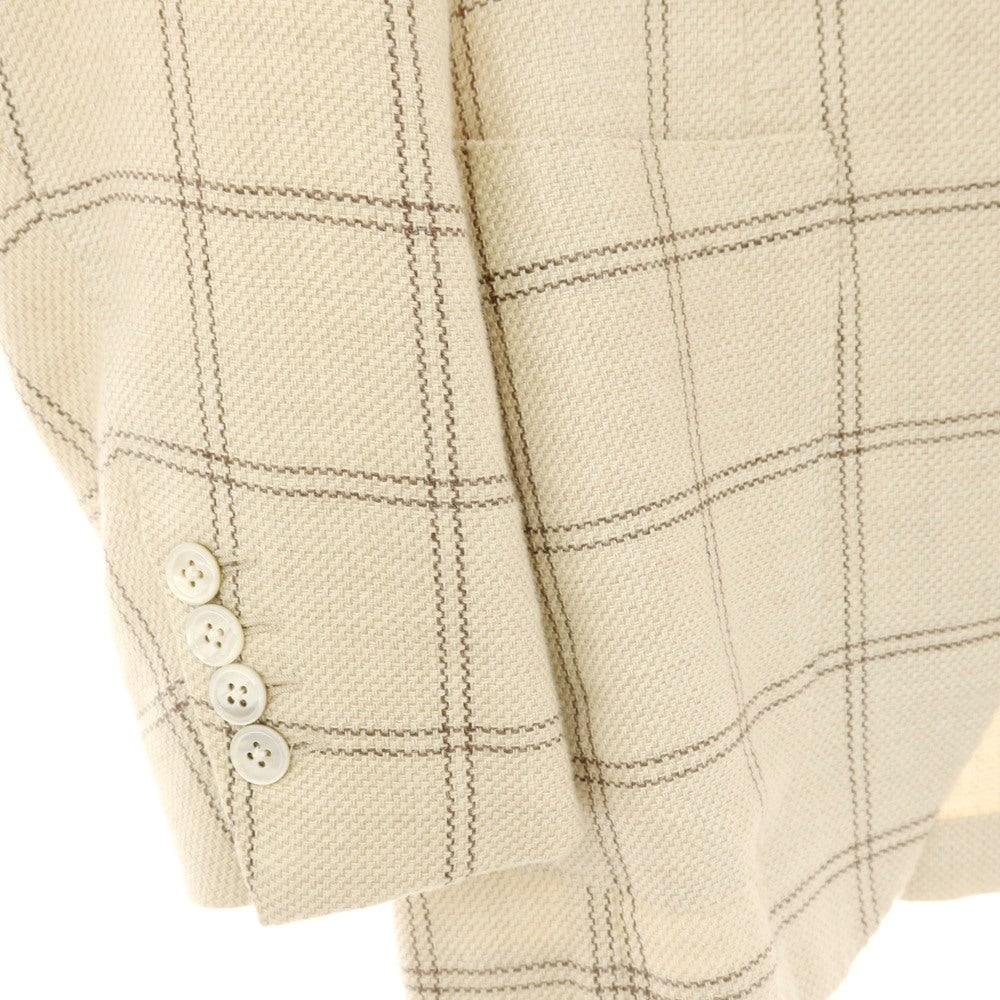 【中古】ブリッラ ペル イル グスト Brilla per il gusto リネンウール チェック 2B テーラードジャケット ベージュ【サイズ46】【 状態ランクB 】【 メンズ 】