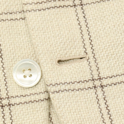 【中古】ブリッラ ペル イル グスト Brilla per il gusto リネンウール チェック 2B テーラードジャケット ベージュ【サイズ46】【 状態ランクB 】【 メンズ 】
