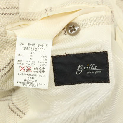 【中古】ブリッラ ペル イル グスト Brilla per il gusto リネンウール チェック 2B テーラードジャケット ベージュ【サイズ46】【 状態ランクB 】【 メンズ 】