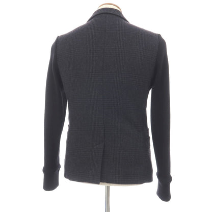 【中古】マニュファクチャーオープンヤード MANUFACTURE OPEN YARD × Y.Iwagishi ウールカシミヤ グレンチェック ニット コンビネーション 3B カジュアルジャケット ネイビーxブラック【サイズ46】【 状態ランクC 】【 メンズ 】