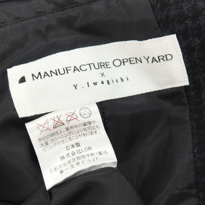 【中古】マニュファクチャーオープンヤード MANUFACTURE OPEN YARD × Y.Iwagishi ウールカシミヤ グレンチェック ニット コンビネーション 3B カジュアルジャケット ネイビーxブラック【サイズ46】【 状態ランクC 】【 メンズ 】