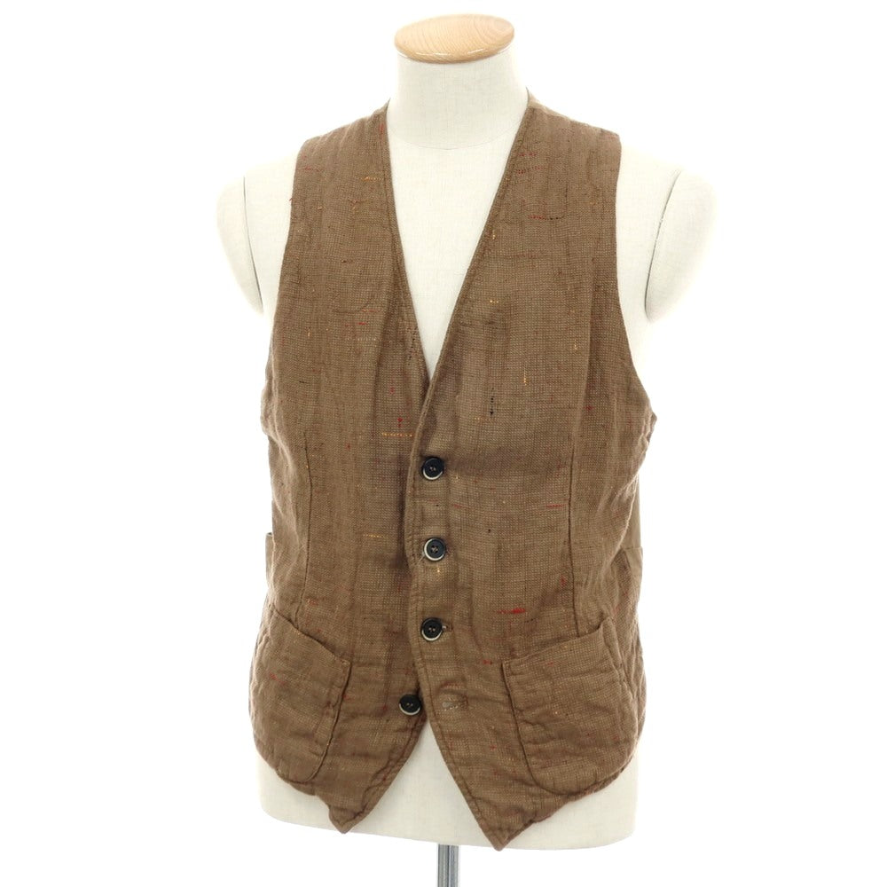 【中古】バレナ BARENA リネンレーヨンコットンポリエステル カジュアル系ジレ ベスト ブラウン【 サイズ44 】【 状態ランクC 】【 メンズ 】 [APD]