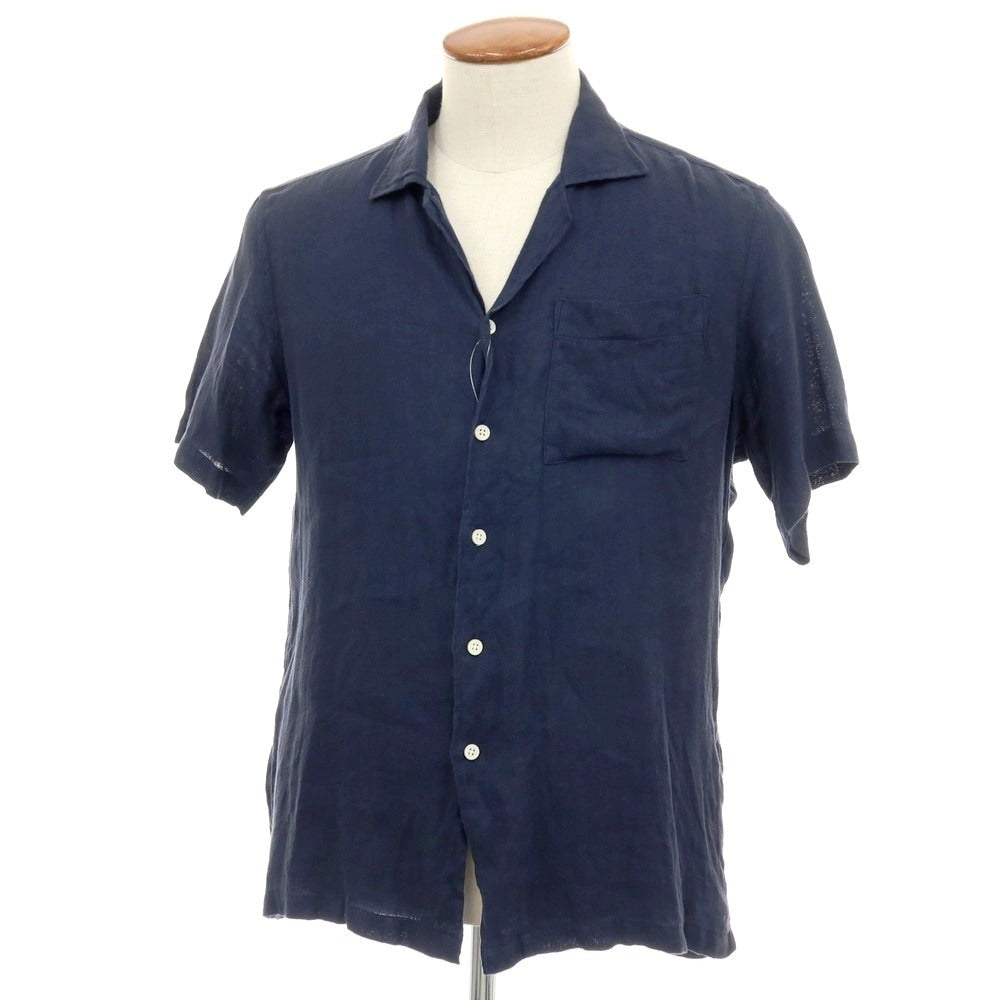 【中古】ブリッラ ペル イル グスト Brilla per il gusto リネン オープンカラー 半袖シャツ ネイビー【サイズM】【 状態ランクC 】【 メンズ 】