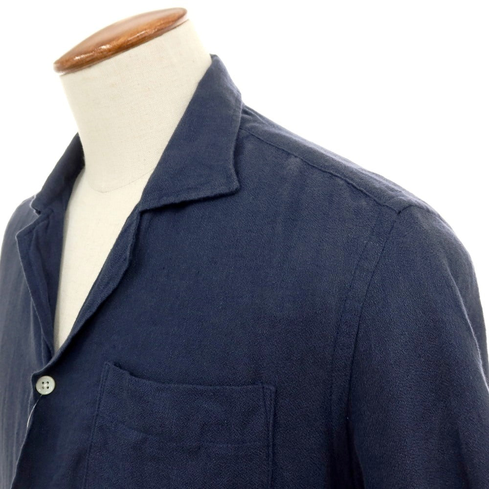 【中古】ブリッラ ペル イル グスト Brilla per il gusto リネン オープンカラー 半袖シャツ ネイビー【サイズM】【 状態ランクC 】【 メンズ 】