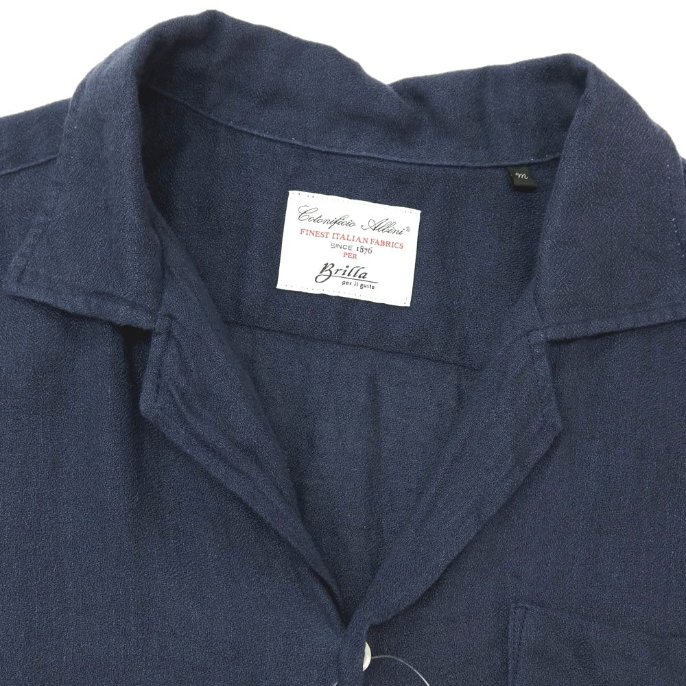 【中古】ブリッラ ペル イル グスト Brilla per il gusto リネン オープンカラー 半袖シャツ ネイビー【 M 】【 状態ランクC 】【 メンズ 】 []