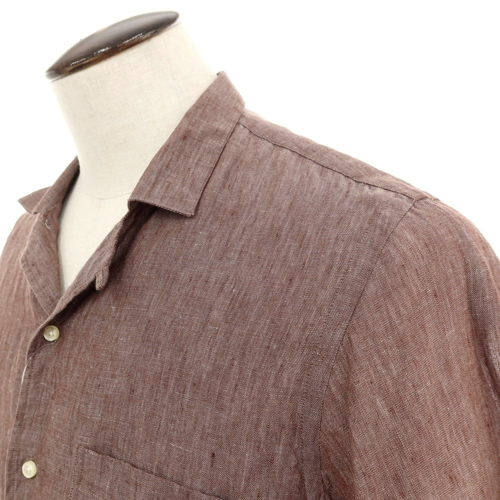 【中古】ギローバー GUY ROVER リネン オープンカラー 半袖シャツ ブラウン【サイズL】【 状態ランクB 】【 メンズ 】