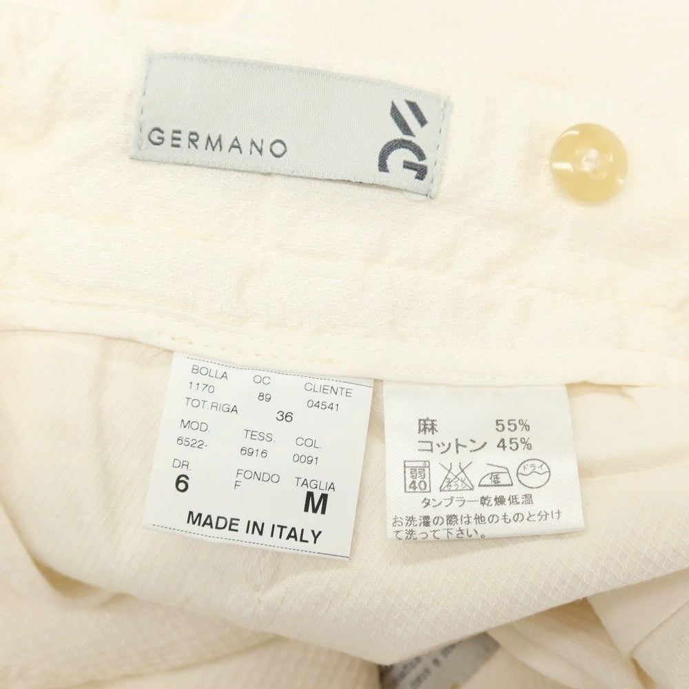 【中古】ジェルマーノ GERMANO リネンコットン ハニカム調ジャカード イージースラックスパンツ オフホワイト【サイズM】【 状態ランクA 】【 メンズ 】