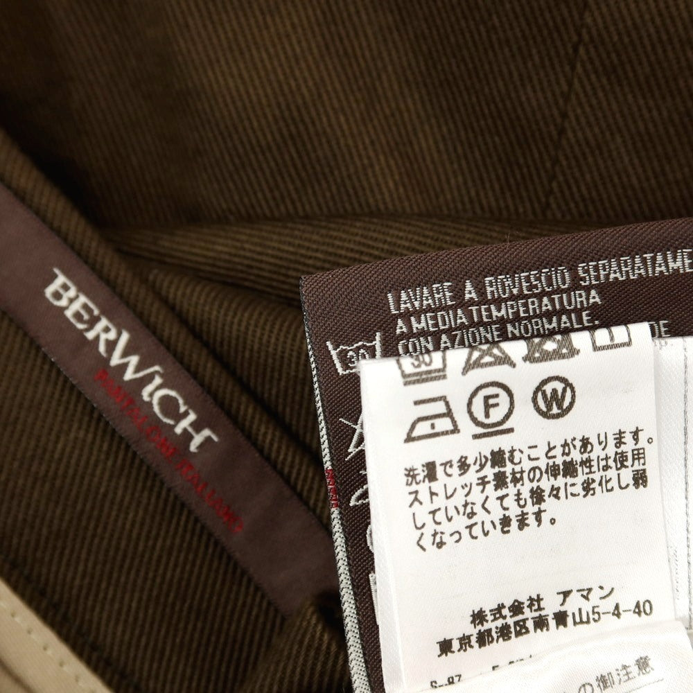 【中古】ベルウィッチ BERWICH pascal ストレッチ ツイルコットン カジュアルスラックスパンツ ブラウン【 サイズ50 】【 状態ランクA 】【 メンズ 】 [APD]