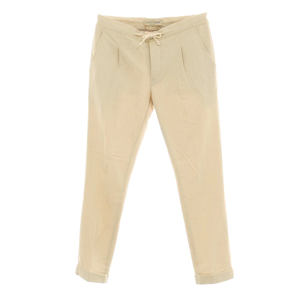 【中古】トゥエンティワン TWENTY ONE コットンポリエステル イージースラックスパンツ ベージュ【サイズ48】【 状態ランクB 】【 メンズ 】