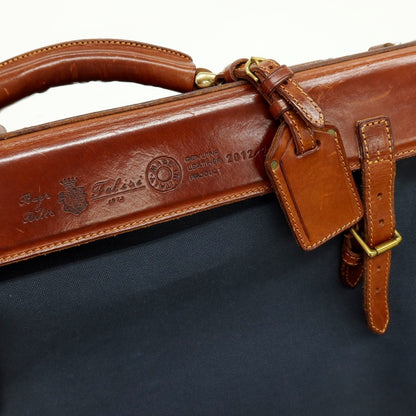 【中古】フェリージ Felisi 2012-2 キャンバス レザー トランク ネイビーxブラウン【 状態ランクC 】【 メンズ 】
